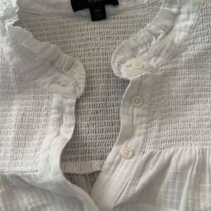 J. Crew White Smocked Blouse